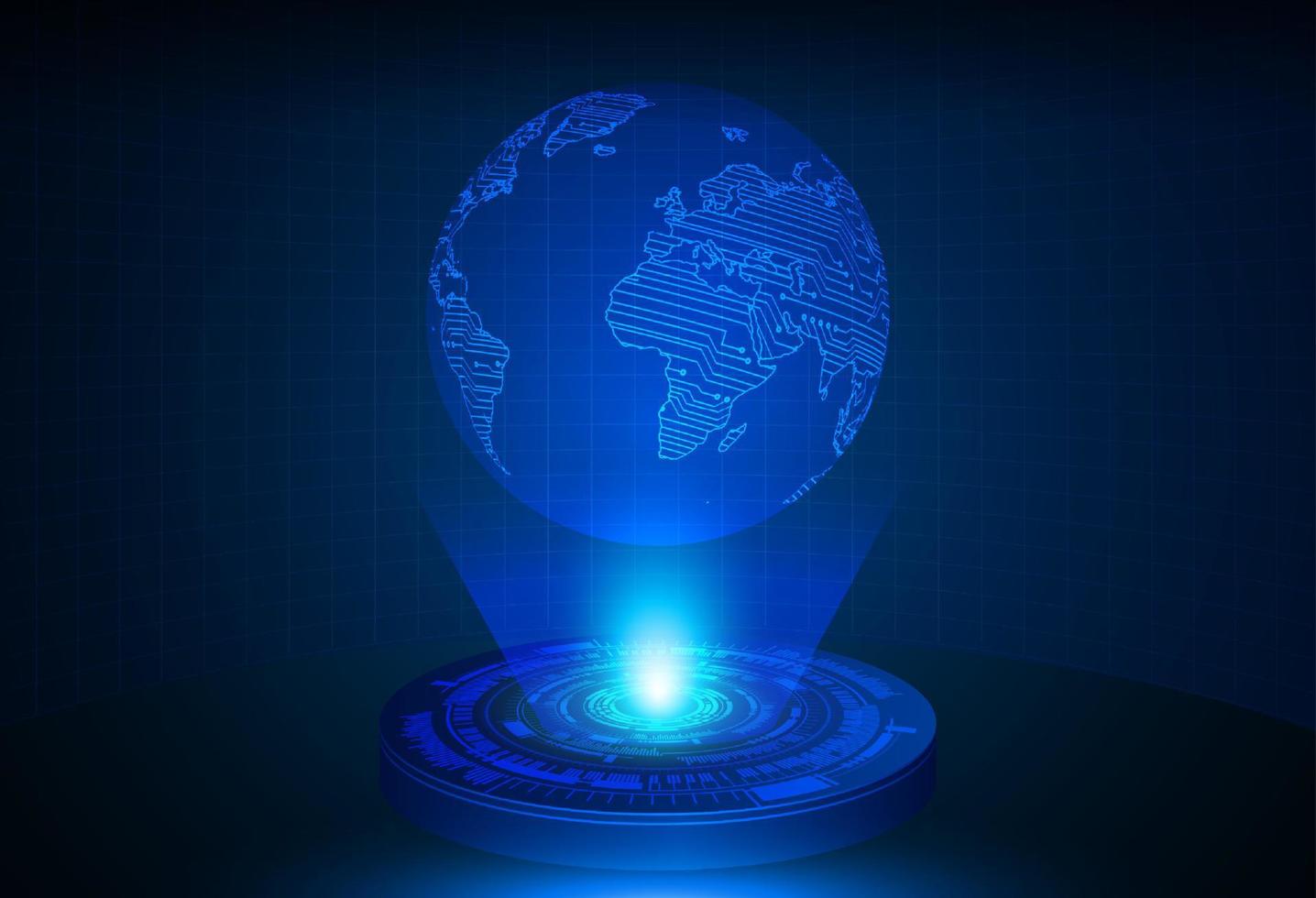 modern värld Karta blå holografiska projektor vektor