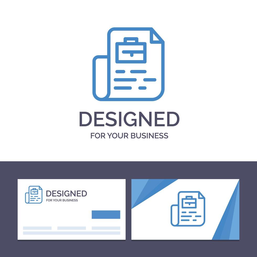 kreativ företag kort och logotyp mall dokumentera jobb fil väska vektor illustration