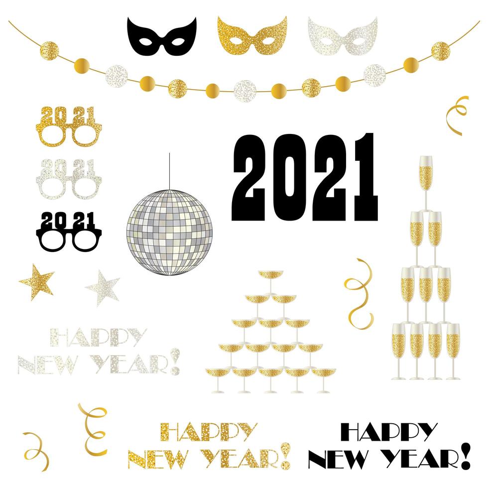 2021 nyårsafton firande element vektor