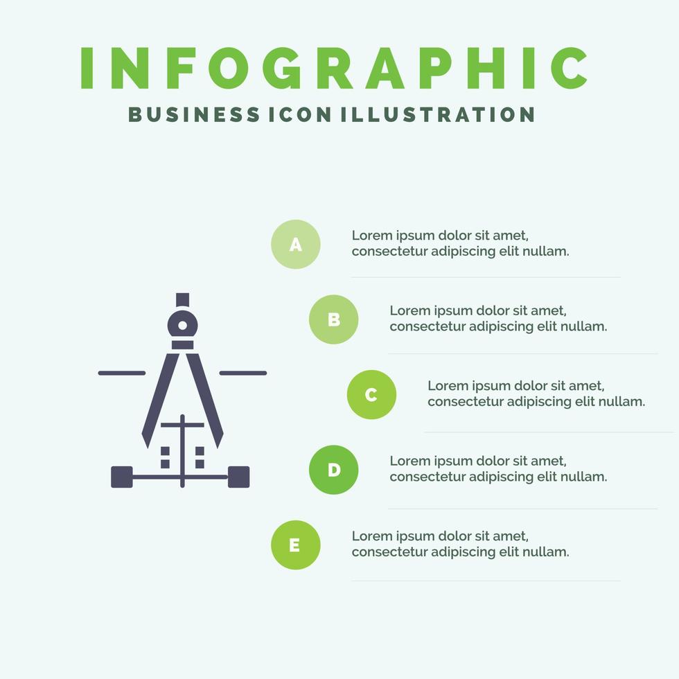 kompass teckning utbildning teknik infographics presentation mall 5 steg presentation vektor