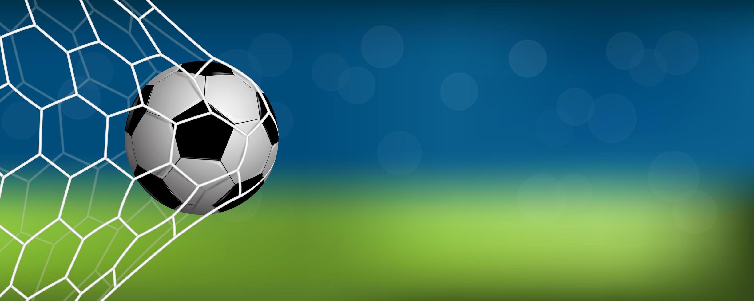 realistisk fotboll eller fotboll i nät med kopieringsutrymme vektor