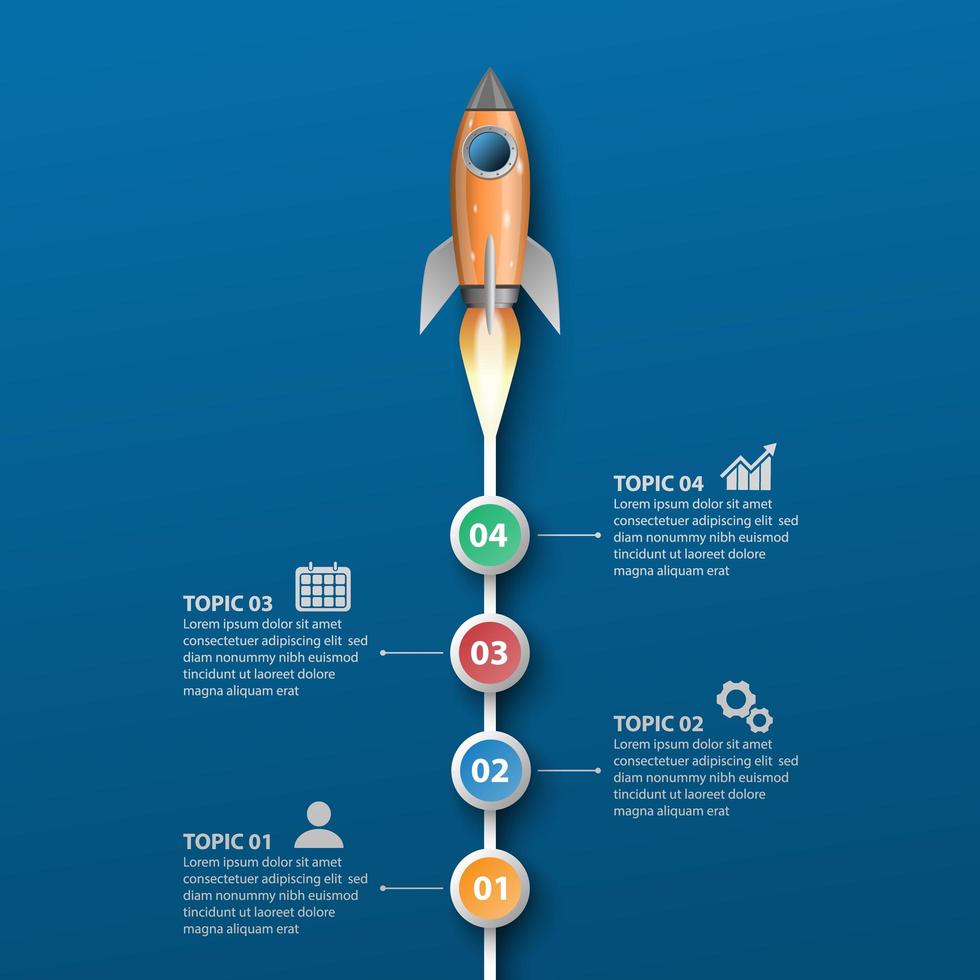 Raketenstart Infografik Vorlage vektor