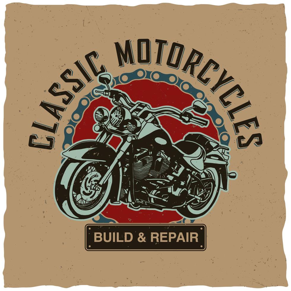 klassisk motorcykel t-shirt design vektor