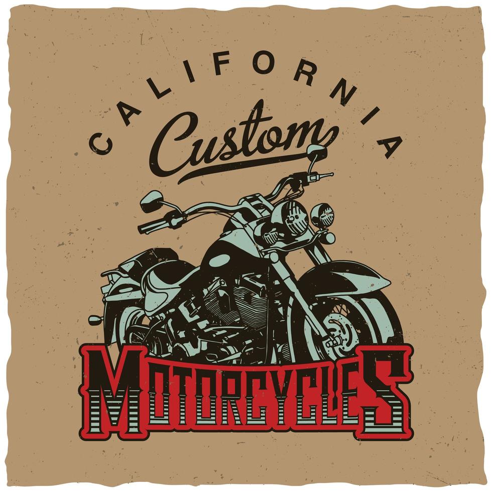 Kalifornien anpassade motorcykel t-shirt design vektor