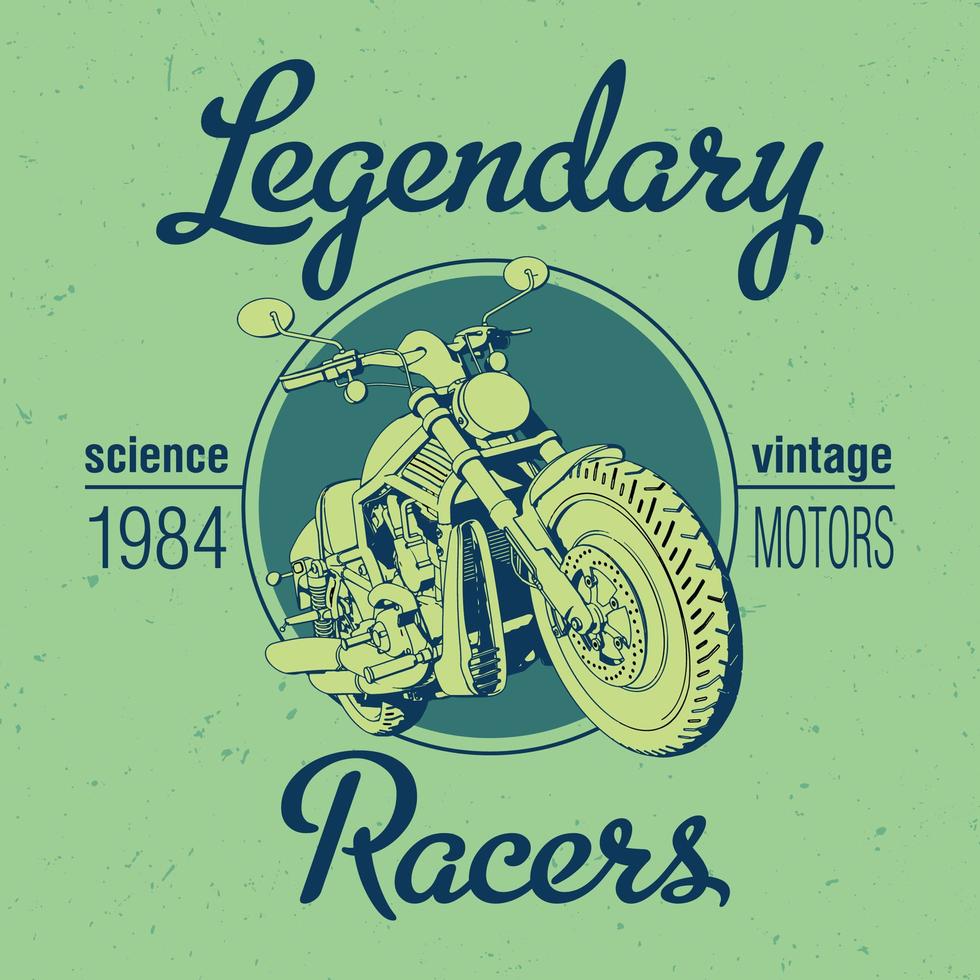 legendäres Rennfahrer Motorrad T-Shirt Design vektor