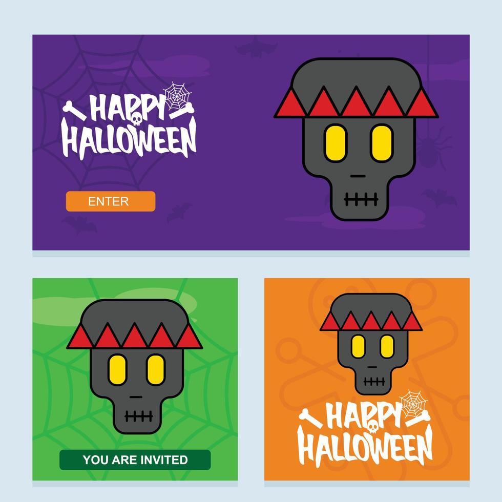 Lycklig halloween inbjudan design med skalle vektor