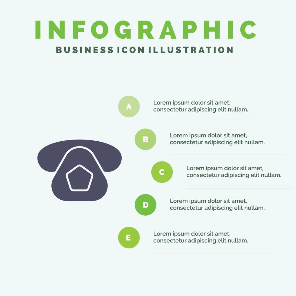 mobil ring upp telefon telefon fast ikon infographics 5 steg presentation bakgrund vektor