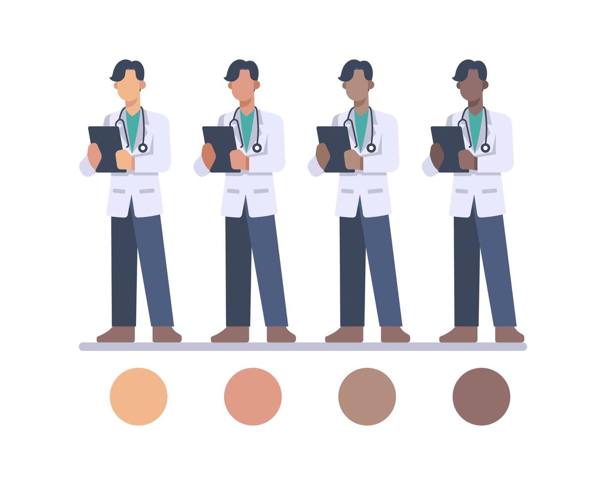 männliche Arztcharaktere mit Stethoskop und Zwischenablage vektor
