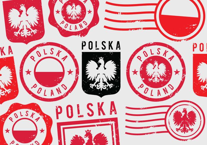 Polen Grunge Postal Stamps vektor