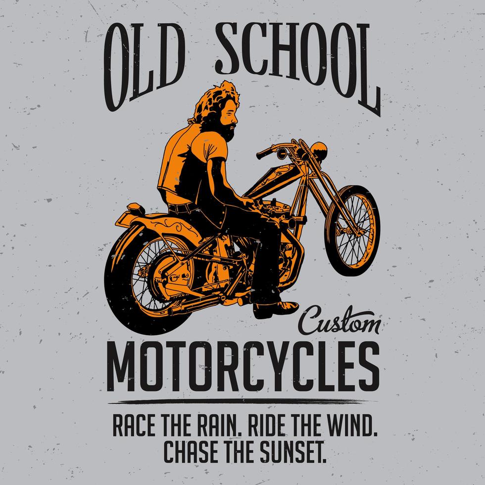 old school motorcykel t shirt design vektor