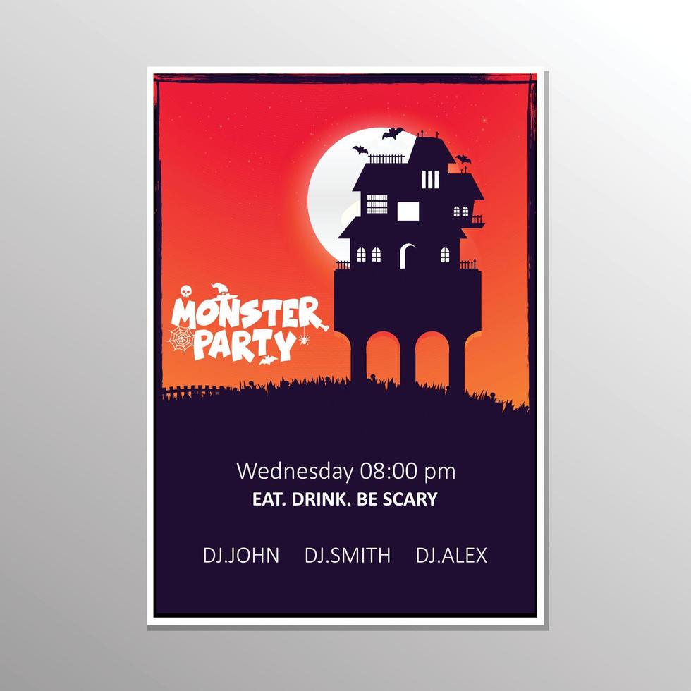 glücklicher Halloween-Zombie-Party-Einladungskarten-Designvektor vektor