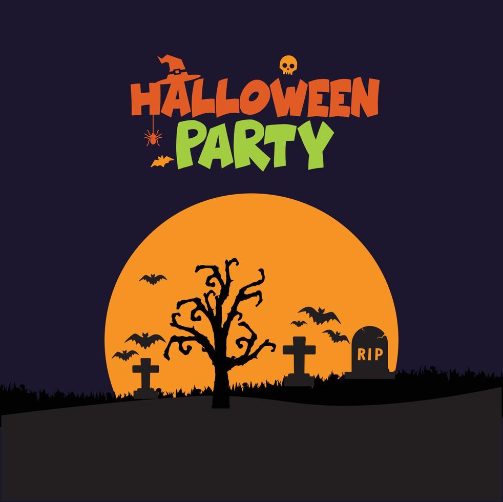 Halloween-Design mit Typografie und dunkler Hintergrundvektorvektorillustration vektor