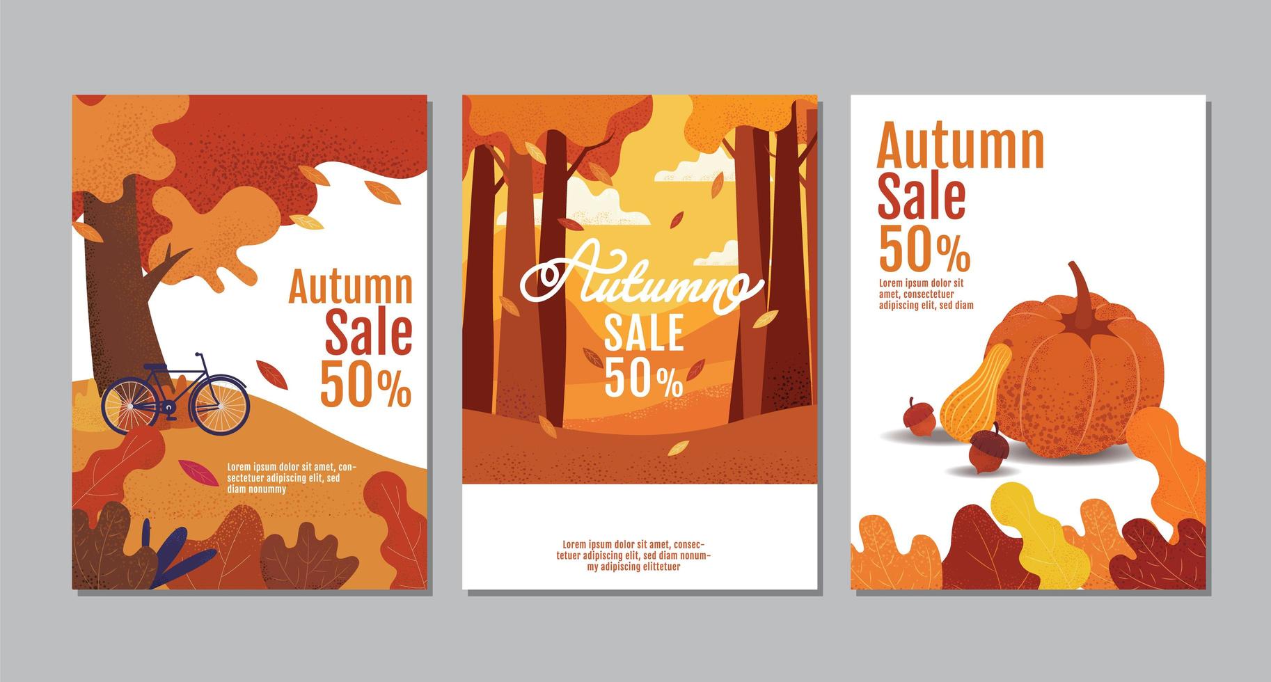 Herbst Verkauf Typografie Poster Set vektor