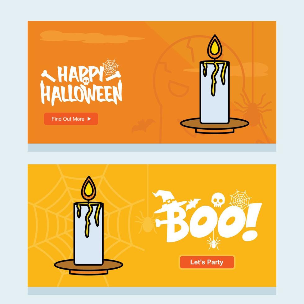 Lycklig halloween inbjudan design med ljus vektor