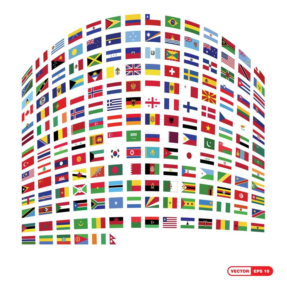 värld flaggor design vektor