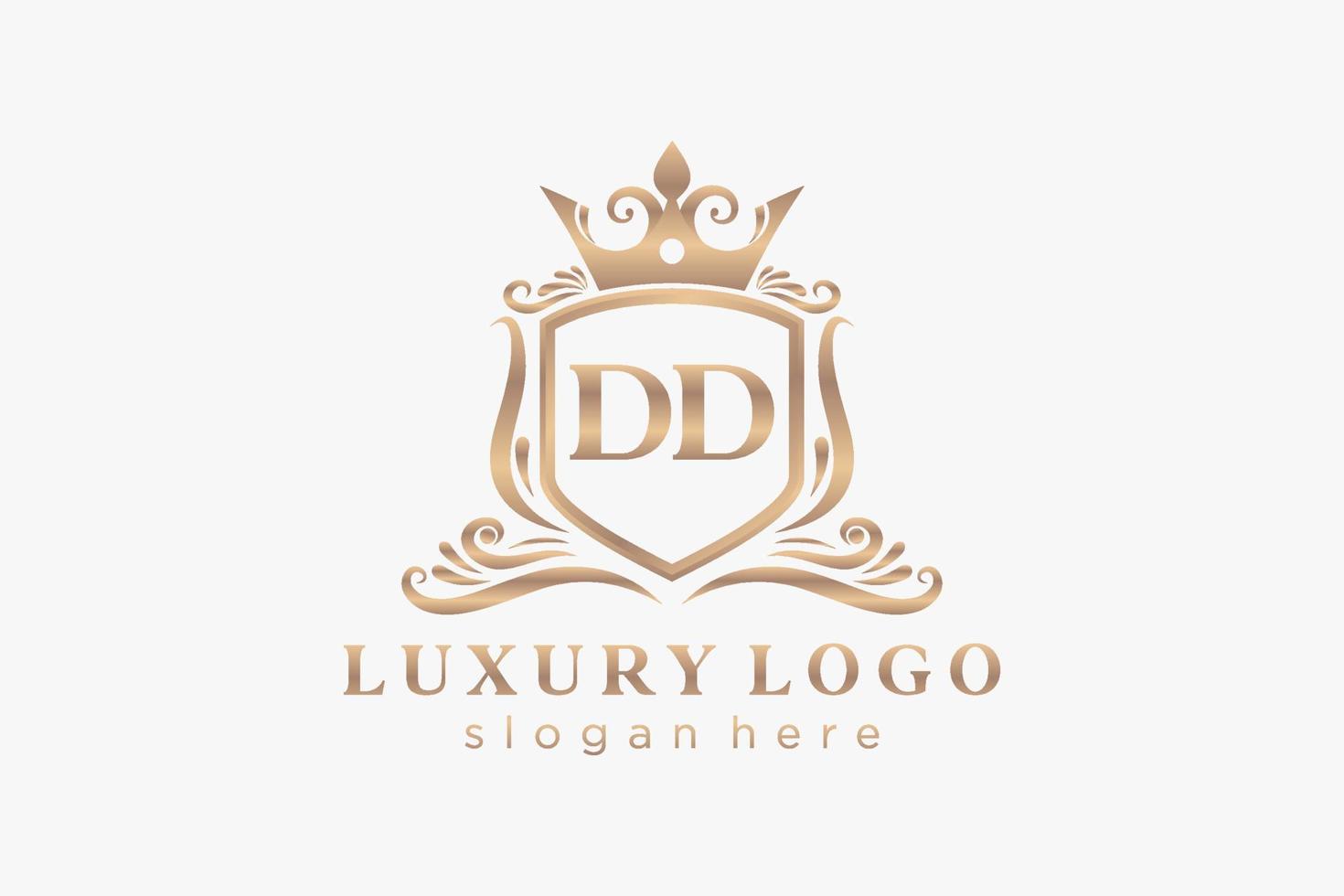 Royal Luxury Logo-Vorlage mit anfänglichem dd-Buchstaben in Vektorgrafiken für Restaurant, Lizenzgebühren, Boutique, Café, Hotel, Heraldik, Schmuck, Mode und andere Vektorillustrationen. vektor