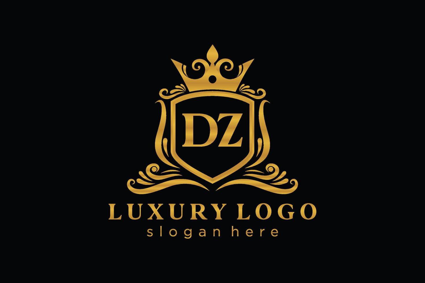 Royal Luxury Logo-Vorlage mit anfänglichem dz-Buchstaben in Vektorgrafiken für Restaurant, Lizenzgebühren, Boutique, Café, Hotel, Heraldik, Schmuck, Mode und andere Vektorillustrationen. vektor