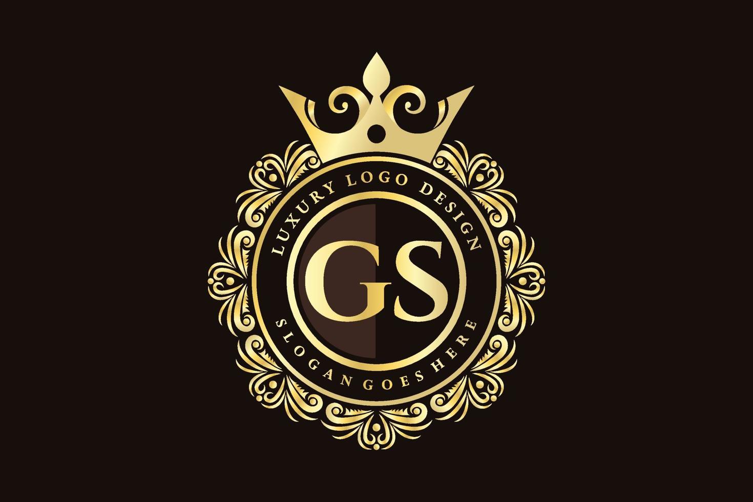 gs anfangsbuchstabe gold kalligrafisch feminin floral handgezeichnet heraldisch monogramm antik vintage stil luxus logo design premium vektor