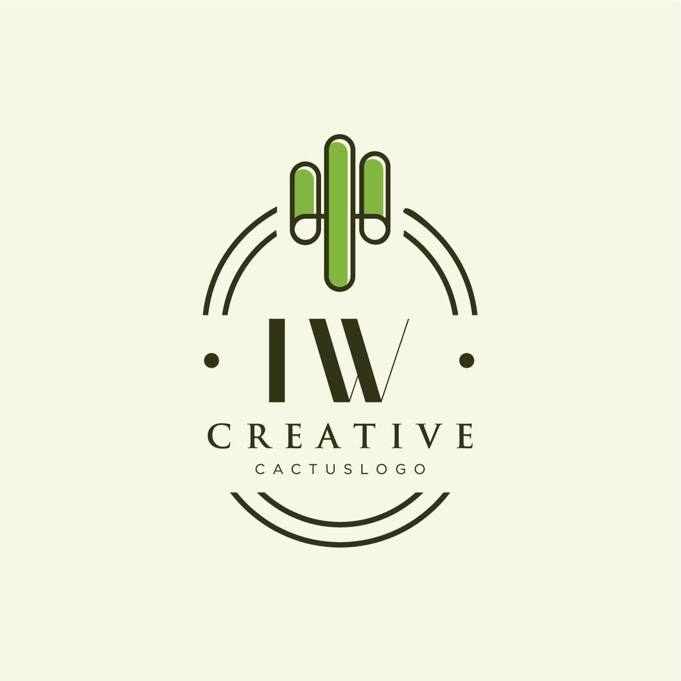 iw Anfangsbuchstabe grüner Kaktus-Logo-Vektor vektor