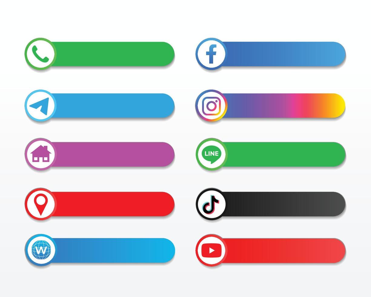 Social-Media-Logo, Adresse und Kontaktsymbolvektor vektor