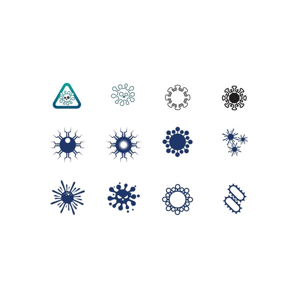 Virus, Coronavirus, Bakterien, Keime und Mikroben isoliert auf weißem Hintergrund. Vektor-Symbol-Illustration vektor