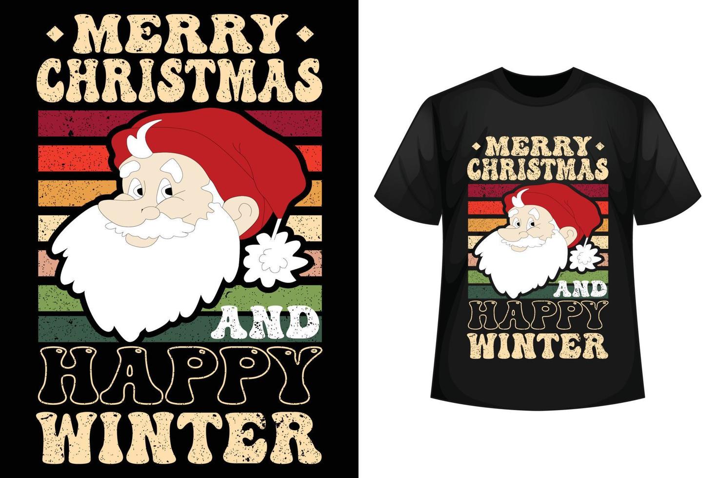 frohe weihnachten und einen glücklichen winter - weihnachts-t-shirt-design-vorlage vektor