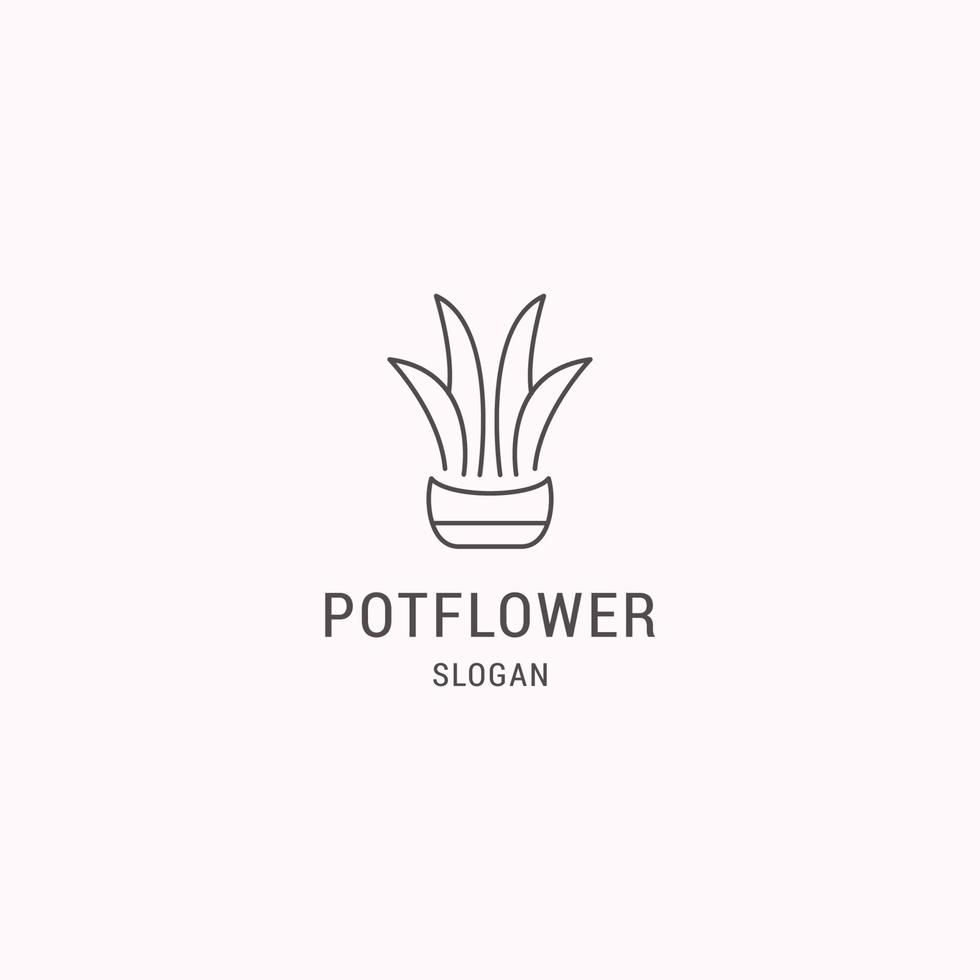 pott blomma logotyp ikon platt design mall vektor