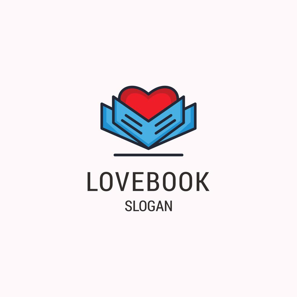 bok logotyp utbildning symbol. linjär avrundad stil hjärta ikon vektor