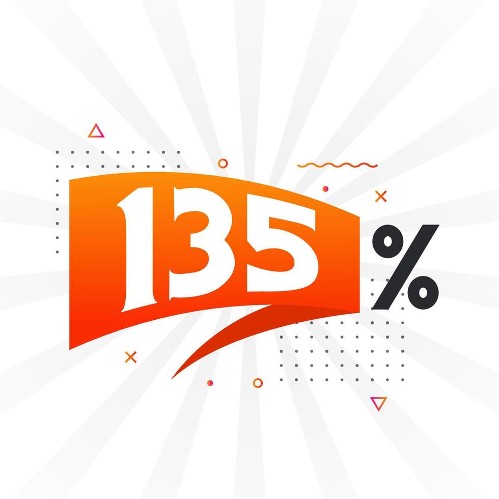 135 rabatt marknadsföring baner befordran. 135 procent försäljning PR design. vektor