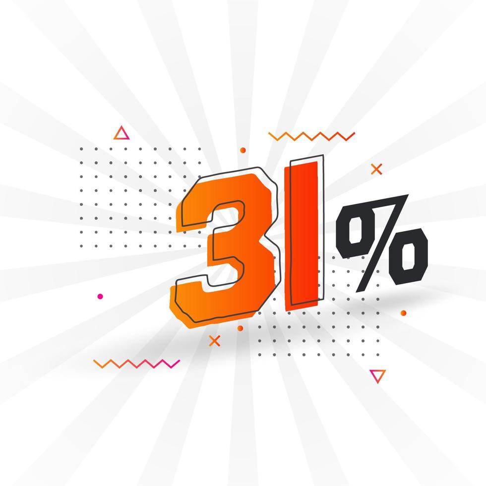 31 Rabatt-Marketing-Banner-Promotion. 31 Prozent verkaufsförderndes Design. vektor