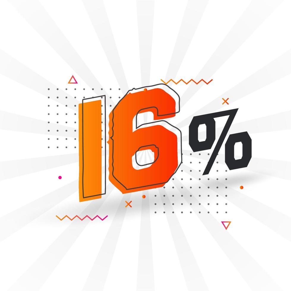 16 Rabatt-Marketing-Banner-Promotion. 16 Prozent verkaufsförderndes Design. vektor