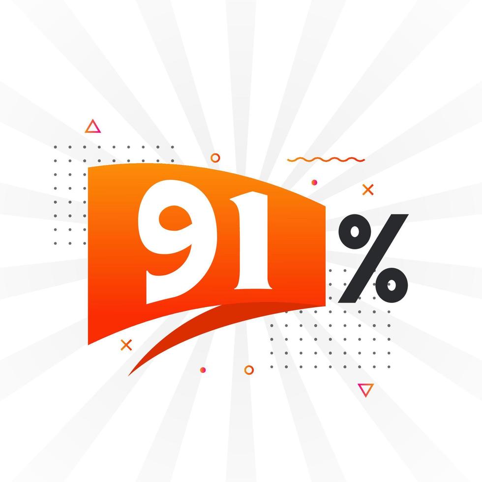 91 rabatt marknadsföring baner befordran. 91 procent försäljning PR design. vektor