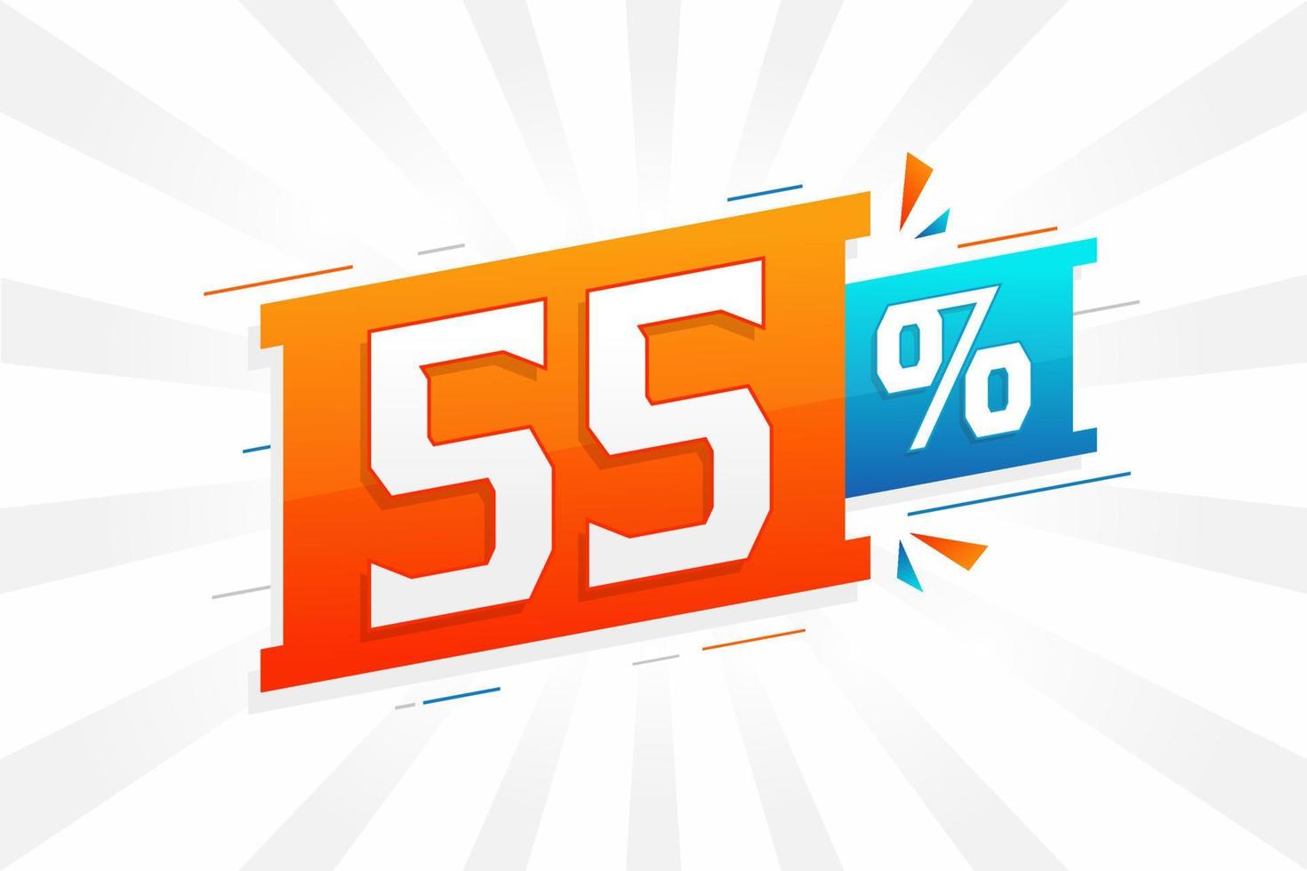 55 Rabatt-Marketing-Banner-Promotion. 55 Prozent verkaufsförderndes Design. vektor