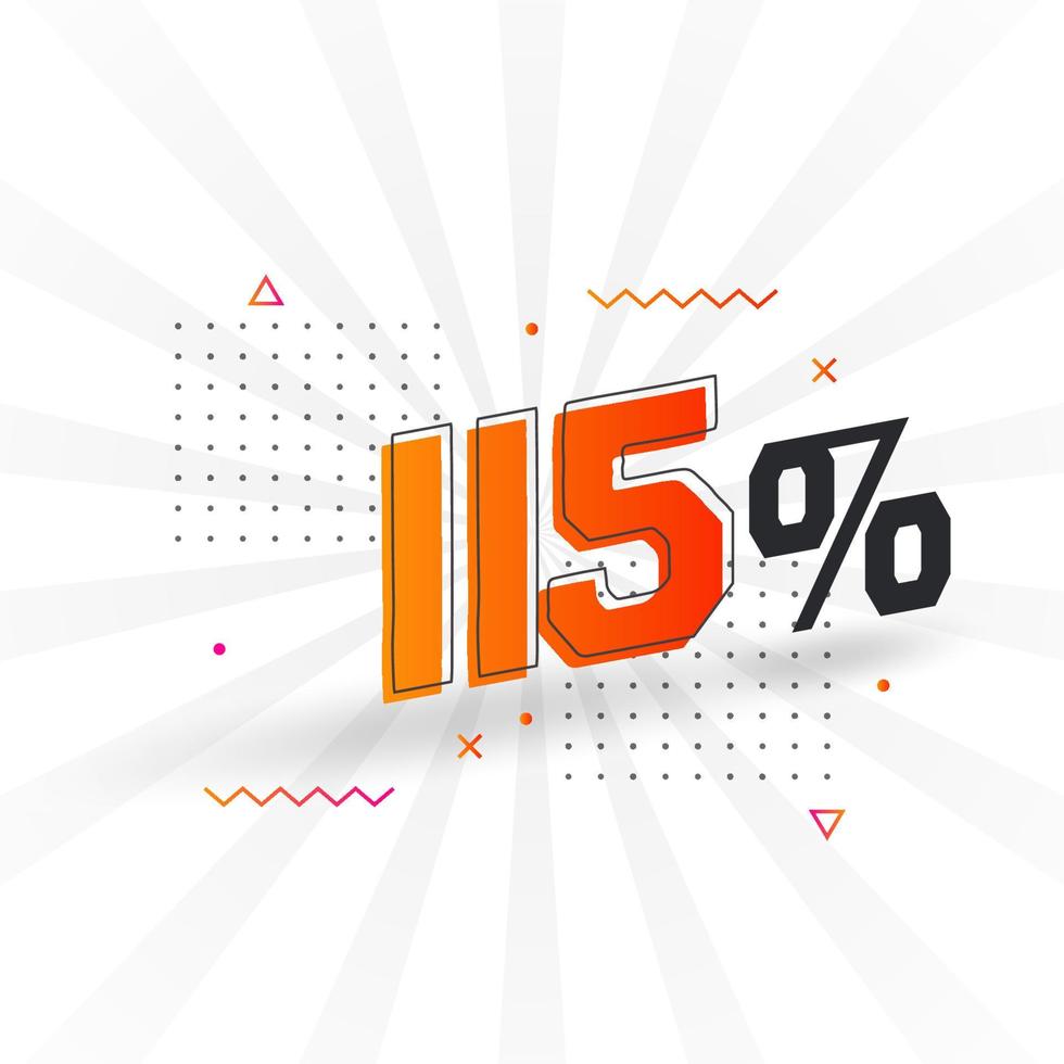 115 rabatt marknadsföring baner befordran. 115 procent försäljning PR design. vektor