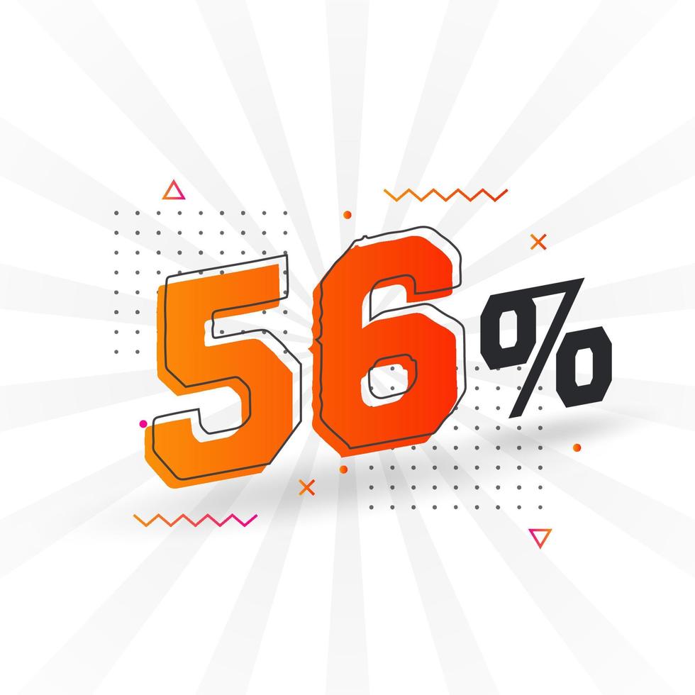 56 rabatt marknadsföring baner befordran. 56 procent försäljning PR design. vektor