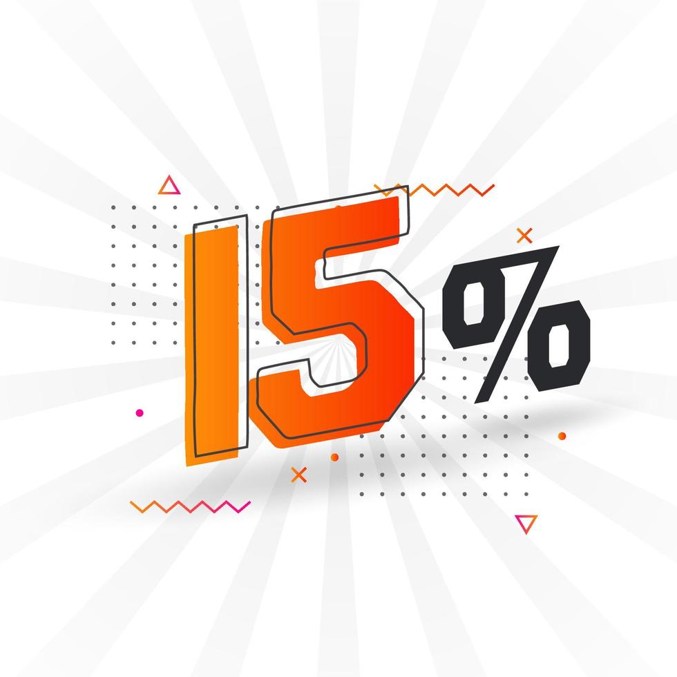 15 Rabatt-Marketing-Banner-Promotion. 15 Prozent verkaufsfördernde Gestaltung. vektor