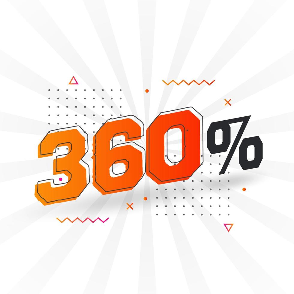 360-Rabatt-Marketing-Banner-Werbung. 360 Prozent verkaufsförderndes Design. vektor