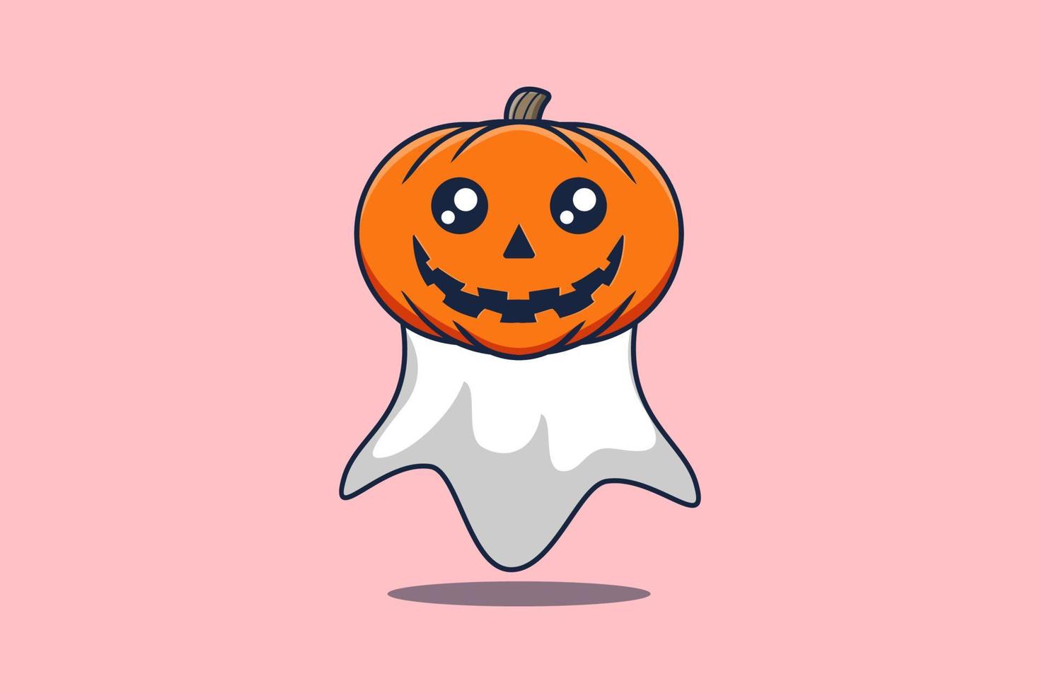 söt maskot tecknad serie skrämmande spöke pumpa halloween vektor