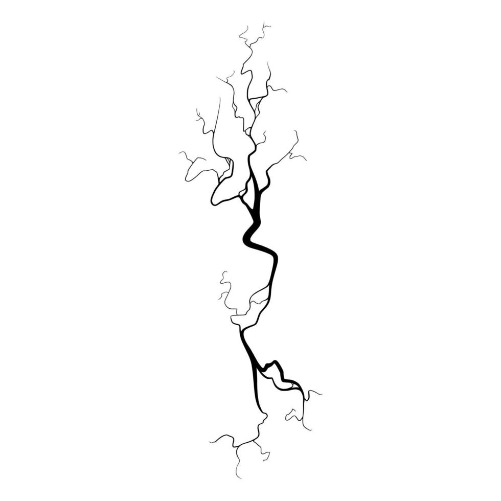 Riss auf Beton oder Boden aufgrund von Alterung oder Trockenheit. Riss isoliert in weißem Hintergrund. Vektor-Illustration vektor