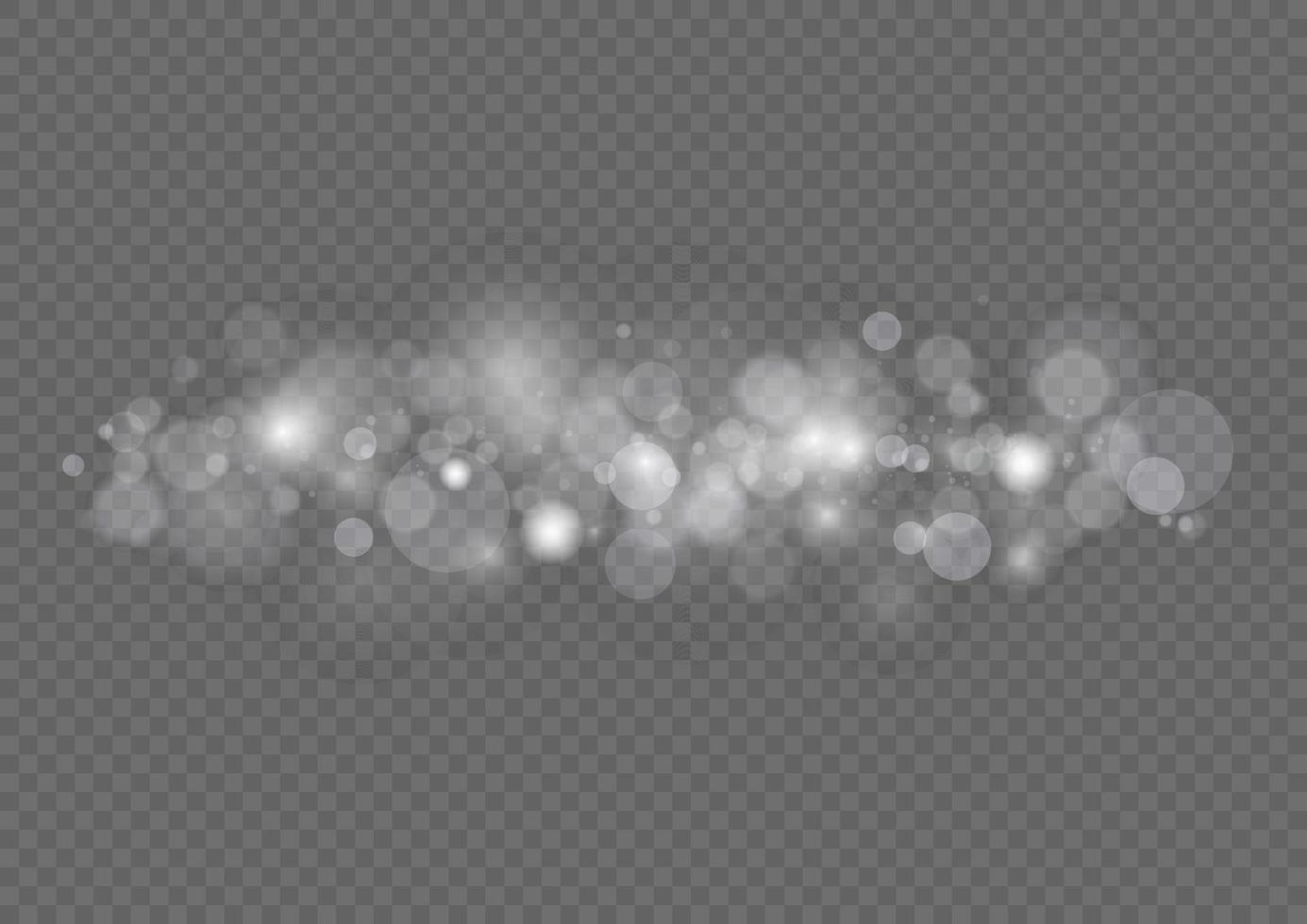 heller Bokeh-Effekt isolierter Hintergrund. Licht abstrakte leuchtende Bokeh-Lichter. Weihnachtshintergrund aus glänzendem Staub. weihnachtskonzept flackern. weißes Png-Staublicht. vektor