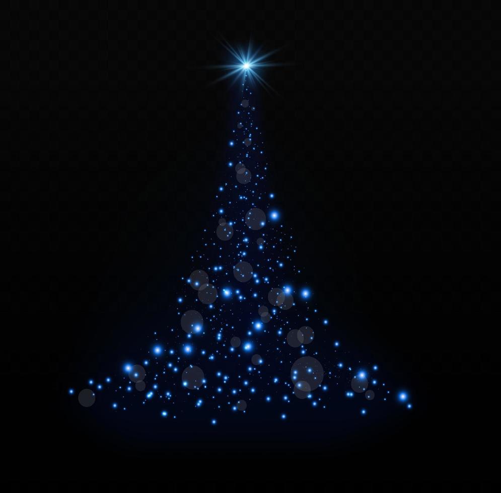 jul träd från ljus vektor bakgrund.gyllene jul träd som en symbol av en Lycklig ny år, en glad jul Semester. gyllene ljus dekoration. ljus skinande