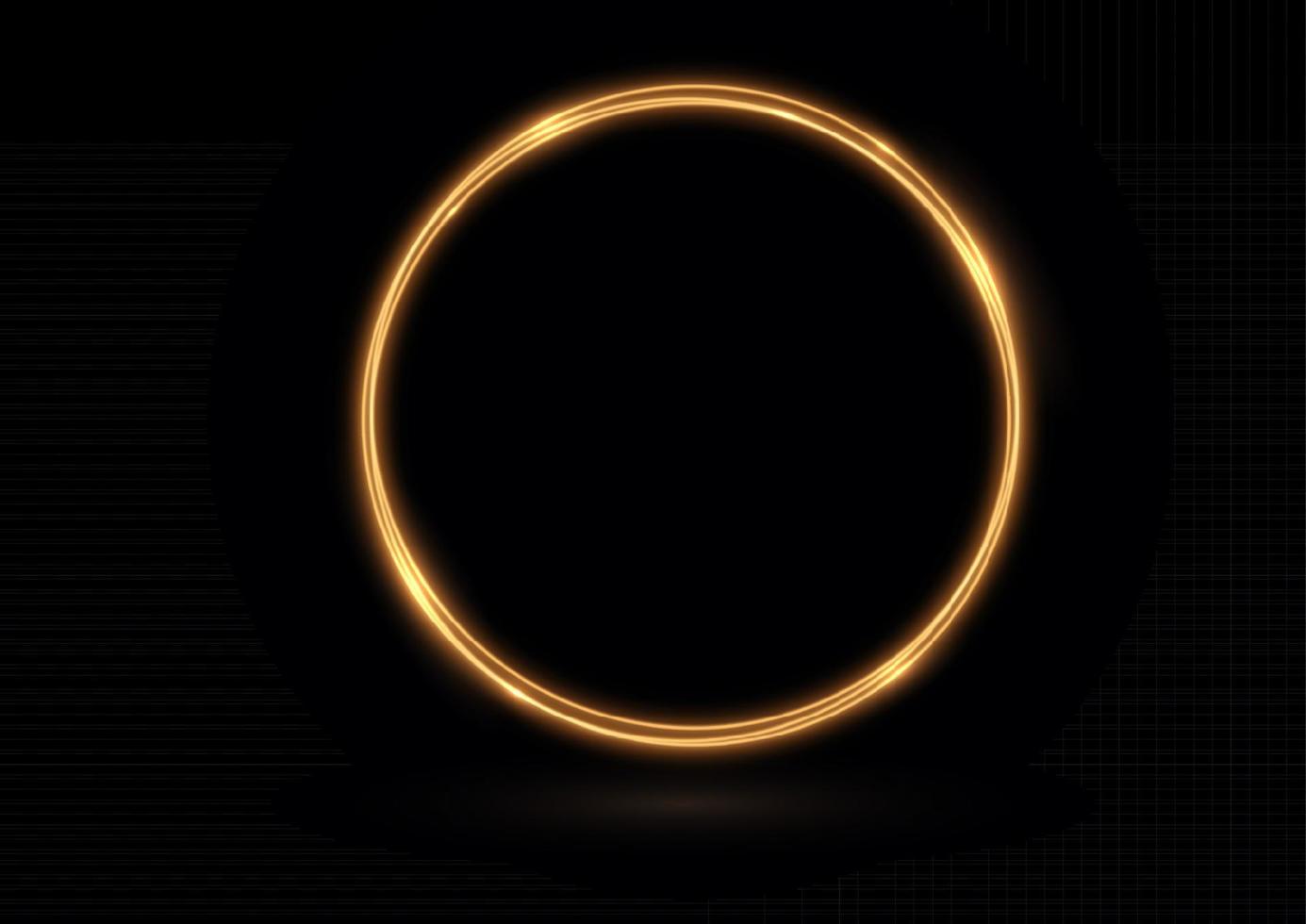 ljus gyllene virvla runt. kurva gyllene linje ljus effekt. lysande gyllene cirkel. ljus guld piedestal, podium, portal, plattform, tabell. magi cirkel vektor. vektor
