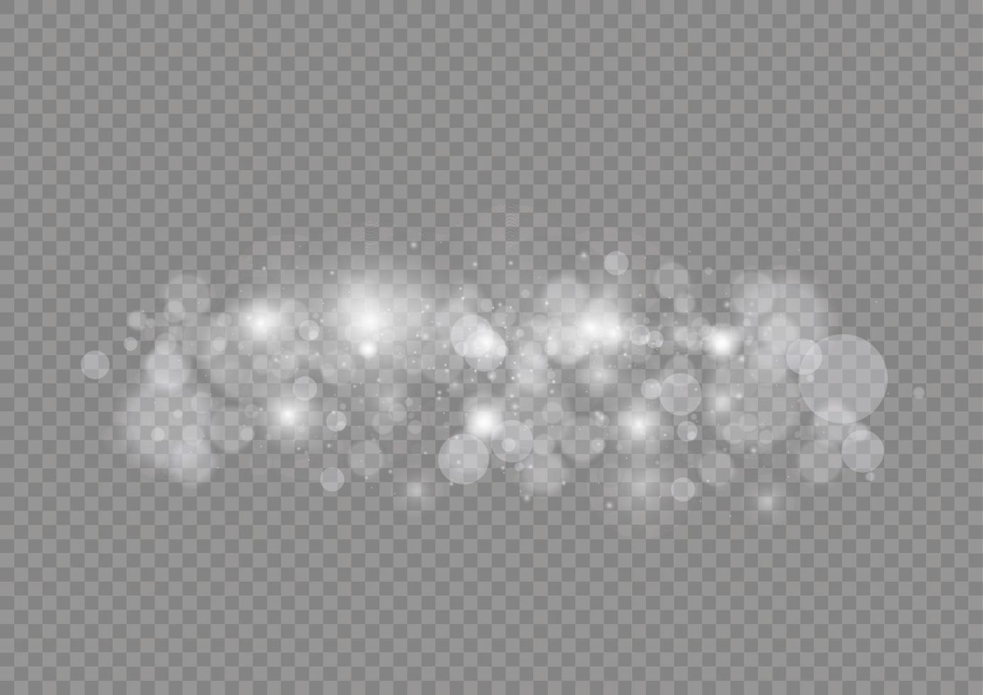 heller Bokeh-Effekt isolierter Hintergrund. Licht abstrakte leuchtende Bokeh-Lichter. Weihnachtshintergrund aus glänzendem Staub. weihnachtskonzept flackern. weißes Png-Staublicht. vektor