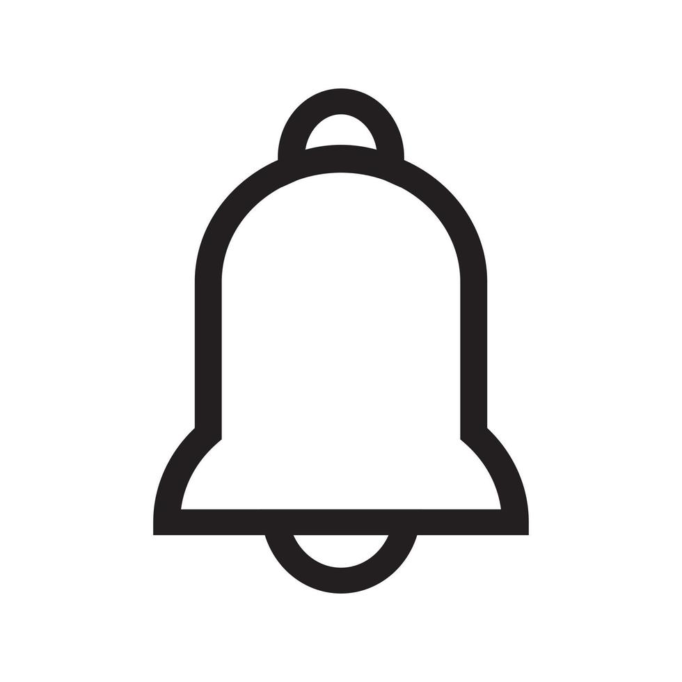 Nachrichtenbenachrichtigung Glockenumriss flaches Symbol für Apps und Social-Media-App. Kontur der Glockenvektorillustration vektor