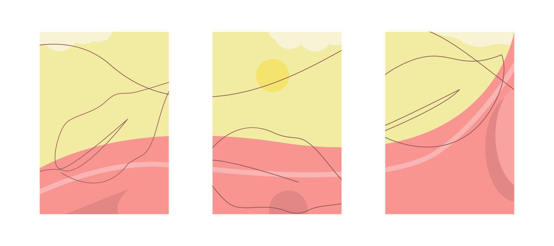 Satz von acht abstrakten Hintergründen. handgezeichnete verschiedene formen und gekritzelobjekte. zeitgenössische moderne trendige Vektorgrafiken. Jeder Hintergrund ist isoliert. Pastellfarben vektor