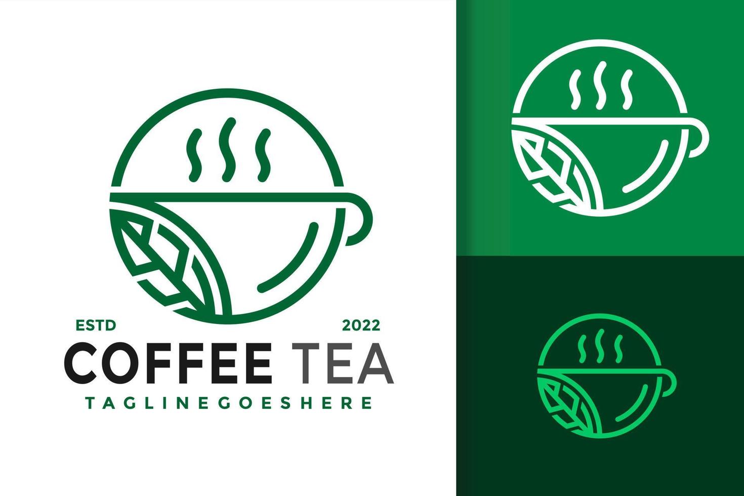 kaffe och te logotyp design, varumärke identitet logotyper vektor, modern logotyp, logotyp mönster vektor illustration mall