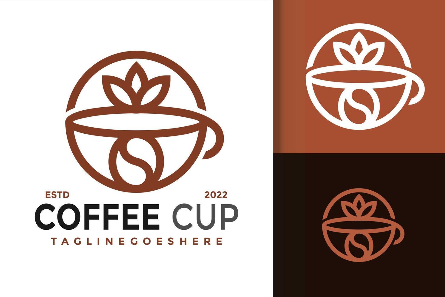 kaffe kopp logotyp design, varumärke identitet logotyper vektor, modern logotyp, logotyp mönster vektor illustration mall