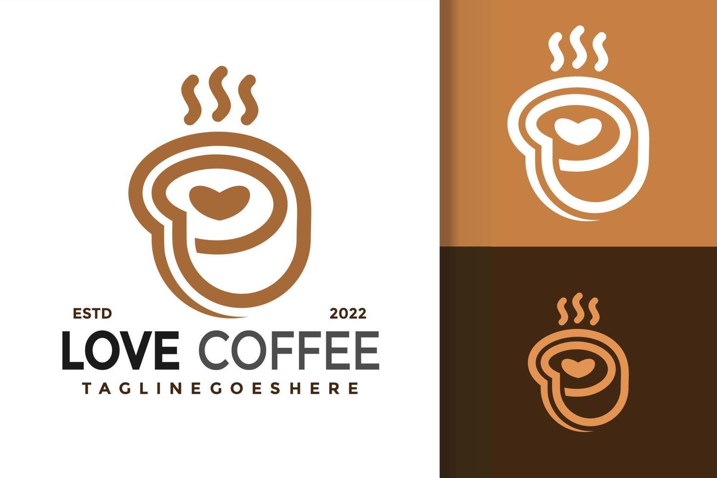 kärlek kaffe premie logotyp design, varumärke identitet logotyper vektor, modern logotyp, logotyp mönster vektor illustration mall