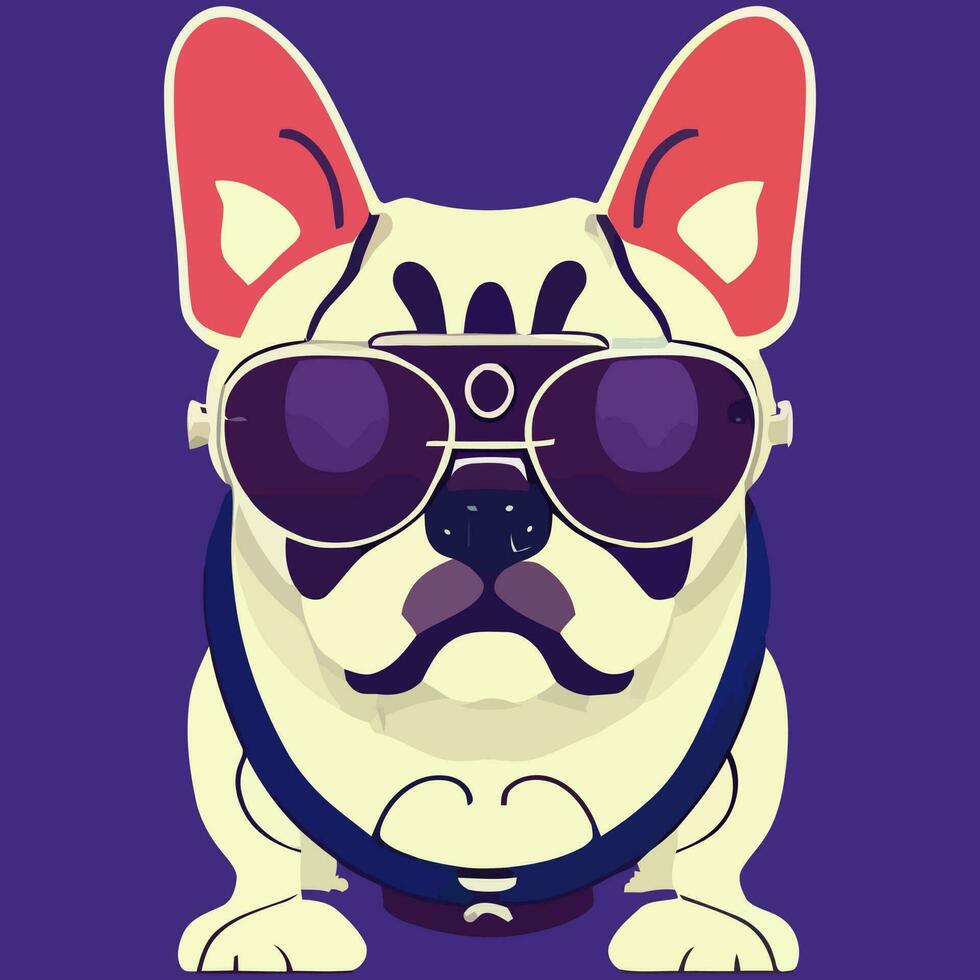 Illustrationsvektorgrafik der französischen Bulldogge mit Sonnenbrille isoliert gut für Symbol, Maskottchen, Druck, Designelement oder passen Sie Ihr Design an vektor