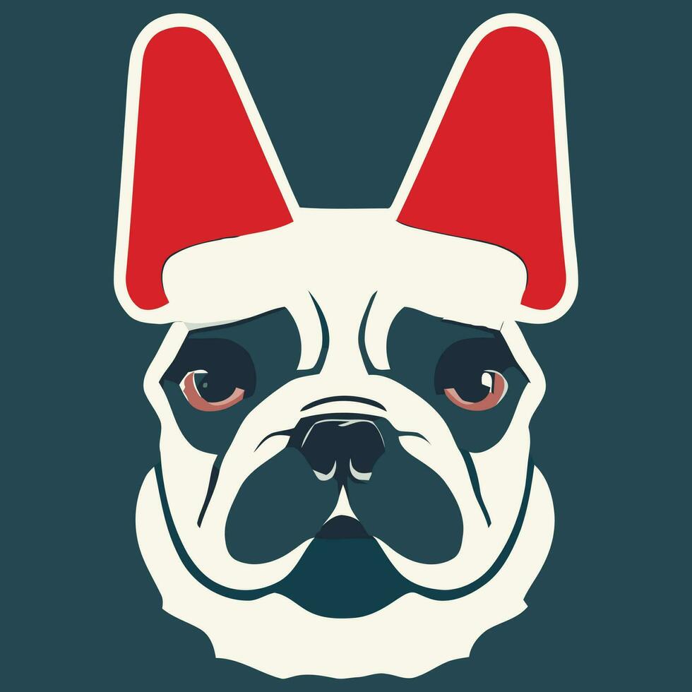 Illustrationsvektorgrafik der französischen Bulldogge mit Weihnachtsmütze isoliert gut für Symbol, Maskottchen, Druck, Designelement oder passen Sie Ihr Design an vektor